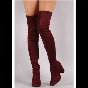 ❌SOLD❌Faux Suede Over The Knee Boots - Wine